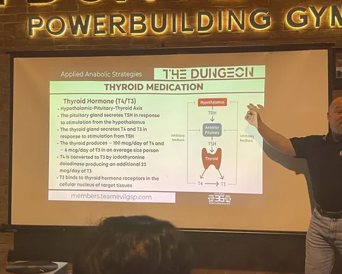 Broderick Chavez at the screen during Applied Anabolic Strategies